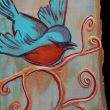 'The twittering bird', 43.5x18cm, acrylverf op hout, 2013