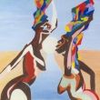 'Twee Afrikaanse vrouwtjes', 60x70 cm acrylverf op doek, 1992, verkocht